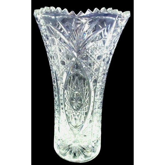 CRISTAL d'ARQUES France CHESNAY 10 3/4" Tall Lead Crystal Vase Blown Glass Disco